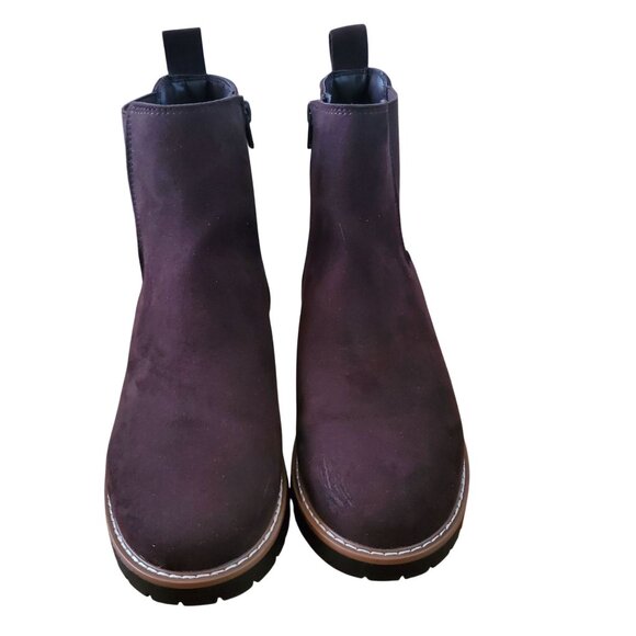 Kensie 9 Kayla B Chelsea Boots Faux Suede Zipper Ankle Bootie Chunky Shoe Brown - Picture 8 of 8